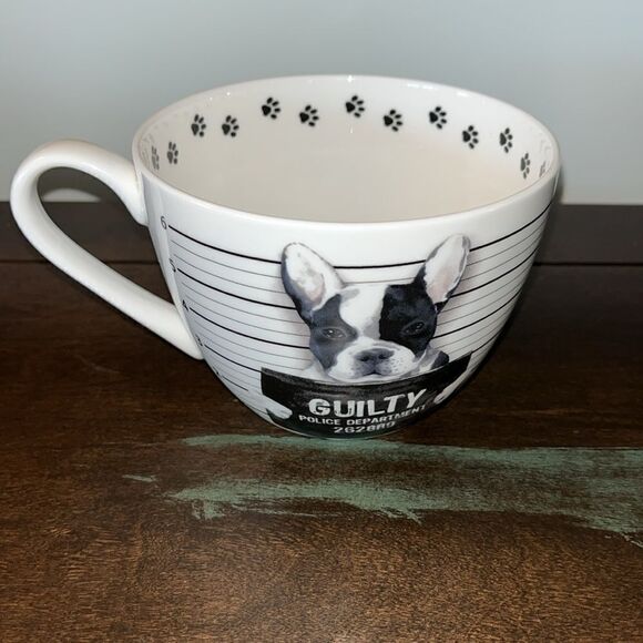 Big Black White Paw Frenchie French Bulldog Bad Dog Tea Cup Coffee Mug Shot - Picture 3 of 4